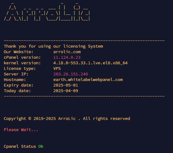 ArroLic Plus dashboard interface